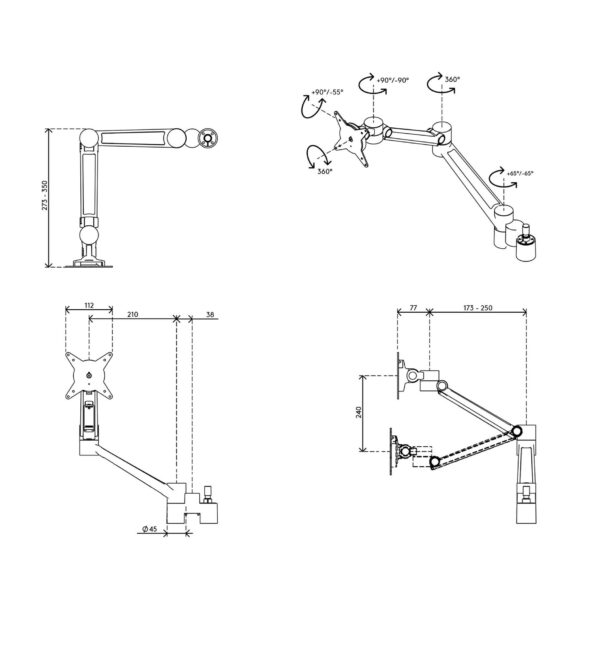 Viewlite upgradekit dual-monitorarmen - optie 602 - Afbeelding 4