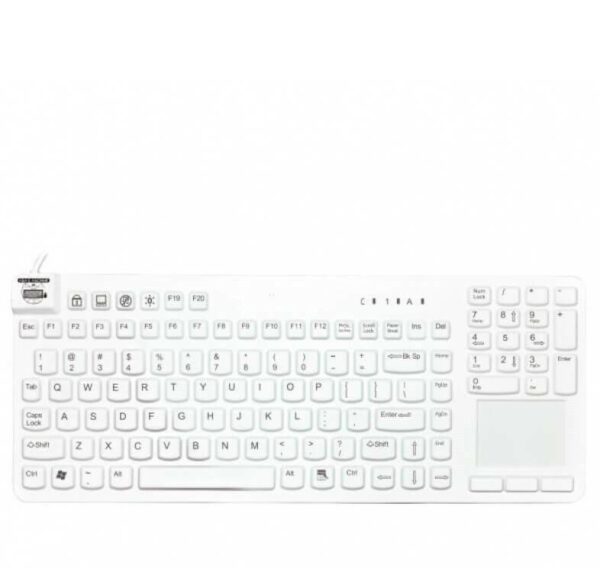 ErgoCool IP68 compact toetsenbord + touchpad - wit
