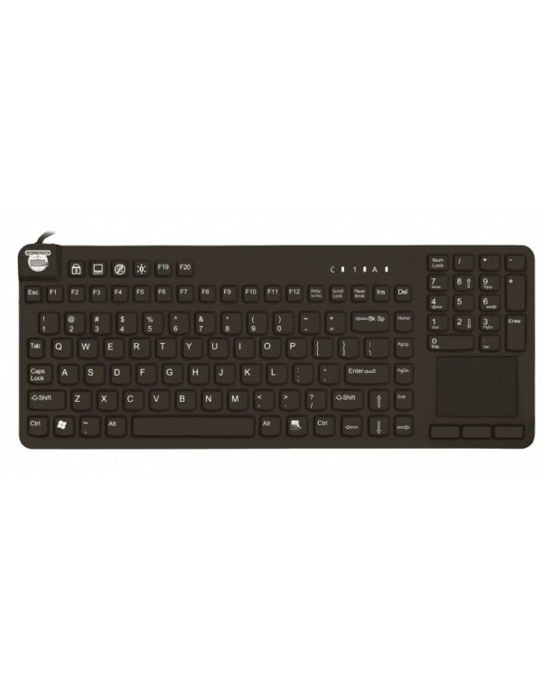 ErgoCool IP68 compact toetsenbord + touchpad - zwart