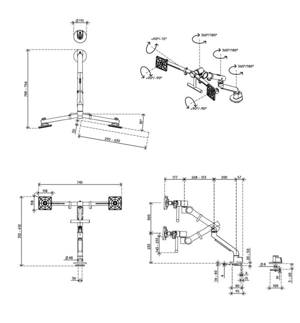 Viewgo Pro Light monitorarm - dubbel - Afbeelding 6